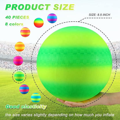 Jerify 40 Pack 8.5 inch Playground Balls Bulk Colorful Inflatable Bouncy Dodgeball Handball Kickball for Kids Adults Ball Games, Gym, Camps, Picnic,Beach, School,Indoor and Outdoor Games