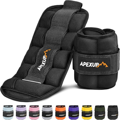 APEXUP 10lbs/Pair Adjustable Ankle Weights for Women and Men, Modularized Leg Weight Straps for Yoga, Walking, Running, Aerobics, Gym