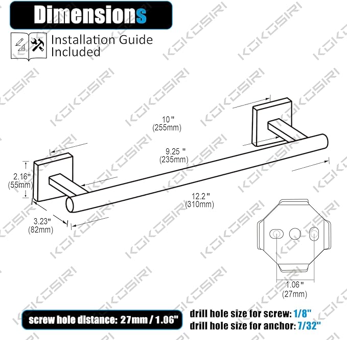 KOKOSIRI Bathroom Towel Bars 12 Inch Towel Ring Oil Rubbed Bronze 30CM Hand Towel Holder for Bath Kitchen Wall, 2 Pack Stainless Steel B4005ORB-L12-P2