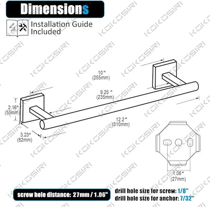 KOKOSIRI Bathroom Towel Bars 12 Inch Towel Ring Oil Rubbed Bronze 30CM Hand Towel Holder for Bath Kitchen Wall, 2 Pack Stainless Steel B4005ORB-L12-P2