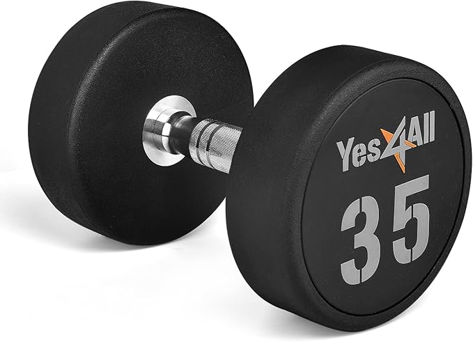 Yes4All Urethane Dumbbells with Anti-Slip Knurled Handle 5-50LBS for Muscle Building - Sold Individually