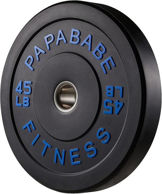 Papababe Bumper Plates, 2 Inch Olympic Weight Plates with Steel Hub Rubber Weights Plates for Weightlifting and Strength Training, Single, Pair & Set