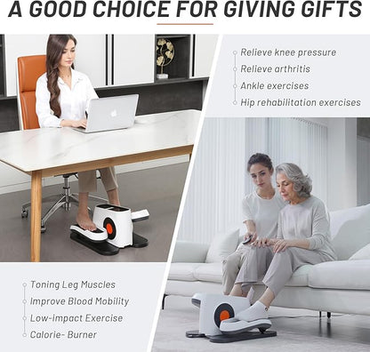 Under Desk Elliptical Machine Electric, Ellipse Leg Exerciser Equipment for Seniors at Home Fully Assembled, Portable & Quiet Pedal Exerciser with Remote Control & LCD Display Monitor