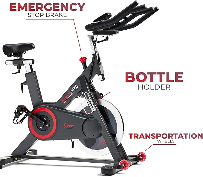 Sunny Health & Fitness Magnetic Belt Drive Indoor Cycling Bike With Optional SunnyFit® App Connectivity