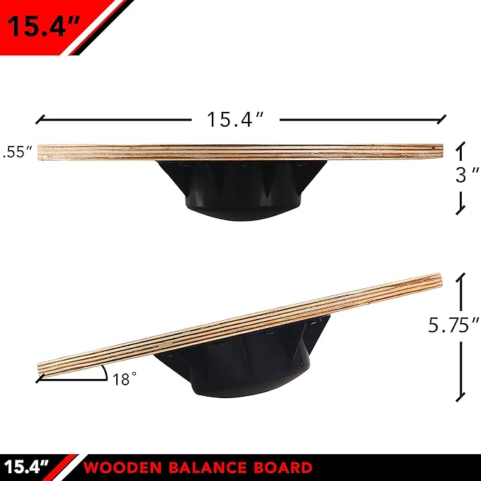 JFIT Balance Board, 15.4” – 360° Rotation, for Balance, Coordination, Posture - Large, Wooden Wobble Boards with 18° Tilting Angle for Workouts - Premium Core Trainer Equipment