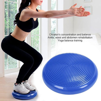 Yoga Balance Cushion, Convenient Use Inflated Stability Cushion Ankle Sprain Protection with Inflator Pump for Home for Fitness Room(Blue)