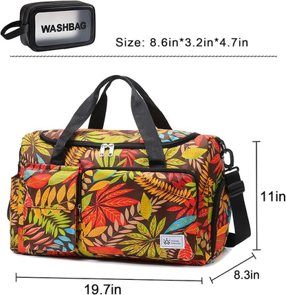 Small Gym Bag for Women, Travel Duffle Bag Carry On Weekender Bag with Shoe Compartment