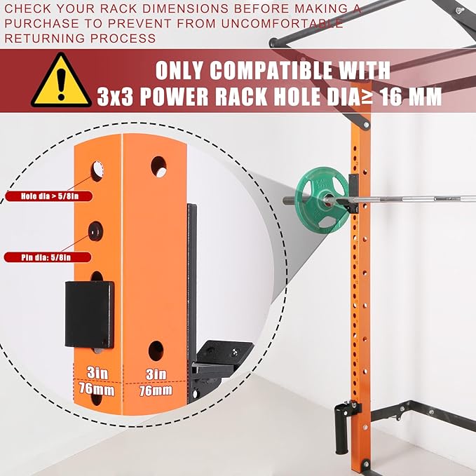 SYL Fitness J-Hooks for Squat/Power Rack - Available in 2"x2" and 3"x3", Heavy Duty J-Cups Barbell Holder with UHMV Pads