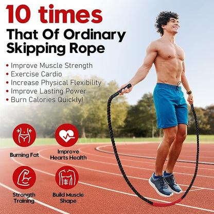 Jump Rope, 3lb 4lb 5lb Weighted Jump Rope for Fitness, 9.8ft Heavy Exercise Jumping Ropes, Adult Skipping Rope for Men Women Improve Strength,Building Muscle,Boxing,Home Workout Equipment,Gym Gift