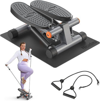 Niceday Steppers for Exercise, Stair Stepper with Resistance Bands, Mini Stepper with 300LBS Loading Capacity, Hydraulic Fitness Stepper with LCD Monitor