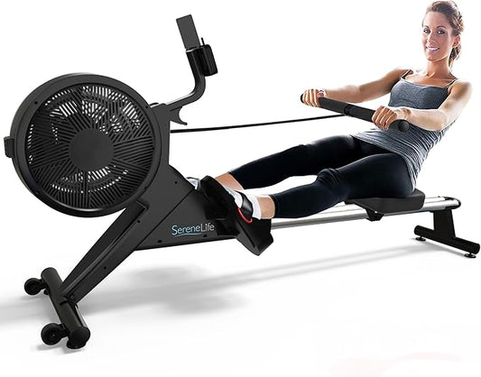 SereneLife Smart Rowing Machine-Home Rowing Machine with Smartphone Fitness Monitoring App-Row Machine for Gym or Home Use-Rowing Exercise Machine Measures Time, Stride, Distance, Calories Burned.…