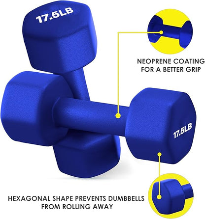 Fitness Neoprene Coated Dumbbell Sets of 2, Hand weight Dumbbells Anti-roll, Anti-Slip, Hexagon Shape for Muscle Toning, Strength Training Dumbbell Pairs for Men and Women, Ideal for Home & Gym.