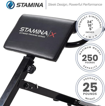 Stamina X Adjustable Ab, Back, and Core Strength Exercise, Sit-Up Fitness Hyperextension Weight Bench for At-Home Workouts