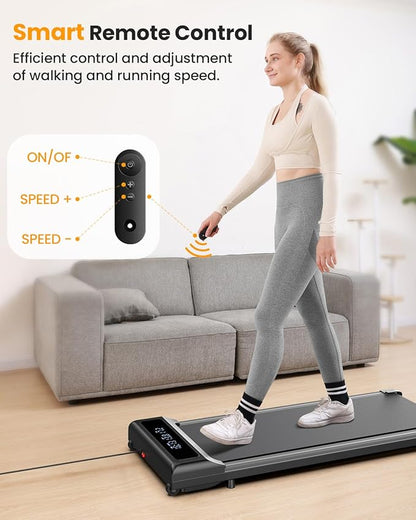 Under Desk Treadmill for Home Office: 2 in 1 Walking Pad Treadmill with Remote Control LED Display, Mini Portable Walking Treadmills Under Desk, 2.5 HP Powerful & Quiet Motor with 265 lbs Capacity