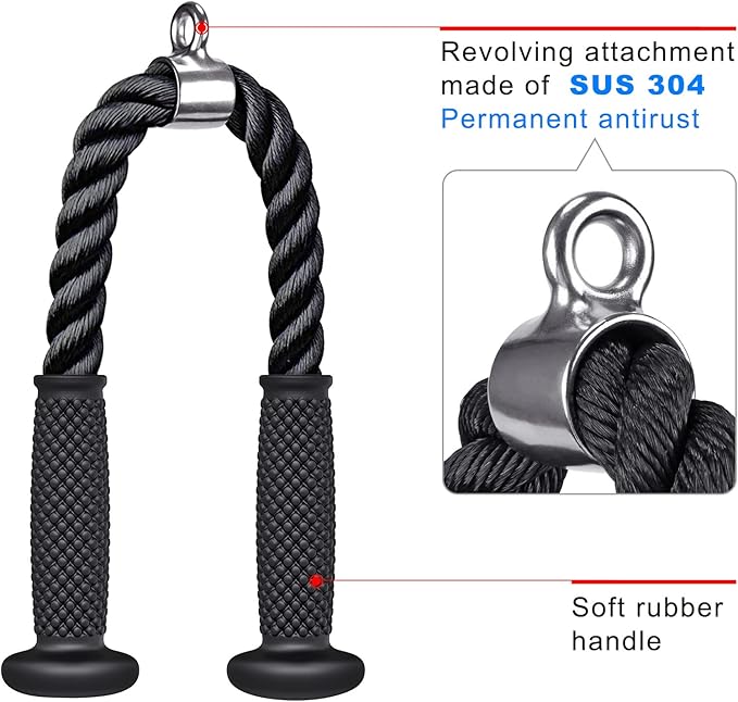 Tricep Pull Down Attachment, Cable Machine Accessories for Home Gym, Cable Machine Attachments Pulley System Gym, LAT Pull Down Attachment Weight Fitness