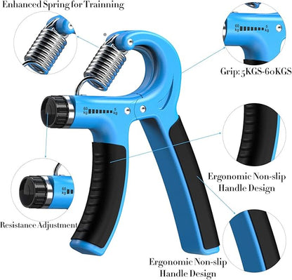 Hand Grip Strengthener with Adjustable Resistance, Wrist Strengthener, Forearm Gripper, Hand Workout Squeezer, Grip strength Trainer, Hand Grip Exerciser for Men and Women