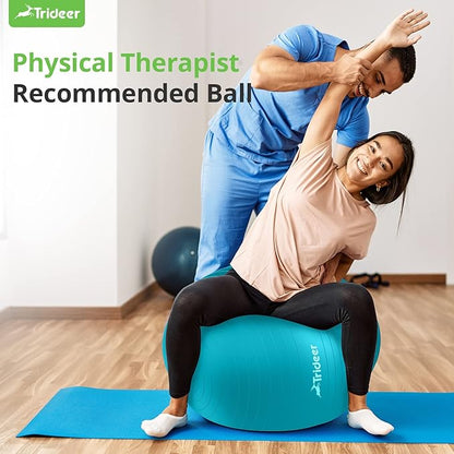 Trideer Yoga Ball Exercise Ball for Working Out, 5 Sizes Gym Ball, Birthing Ball for Pregnancy, Swiss Ball for Physical Therapy, Balance, Stability, Fitness, Office Ball Chair, Quick Pump Included