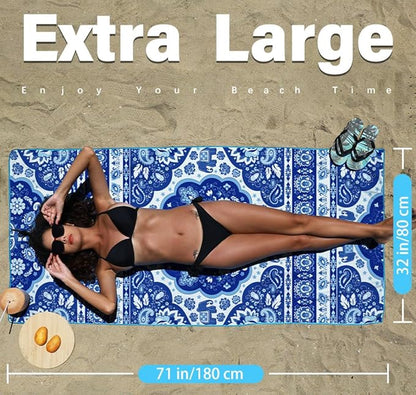 Microfiber Lightweight Beach Towel Sand Free Quick Dry Absorbent Thin Compact Towels for Swimming Pool Camping Beach Accessories Large Easy Pack Travel Things for Vacation Essentials Gift