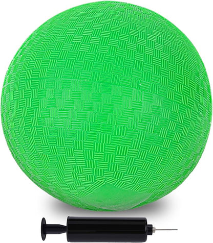 LovesTown Inflatable Playground Ball, 8.5 Inch Dodgeballs Green Kickballs with Air Pump, Jumbo Handballs, for 4 Square Ball Games, Gym, Indoor & Outdoor Sports Toys, Party Favors