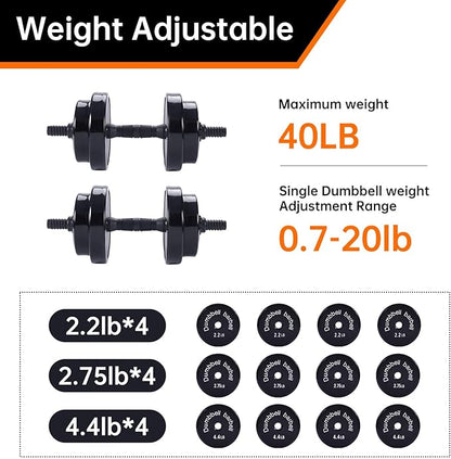 Nice C Weights, Dumbbell Set, Kettlebells, Adjustable Dumbbells, Barbell Weight Set, 20-40-50-70LB 3-in-1 set, Non-Slip, All-purpose