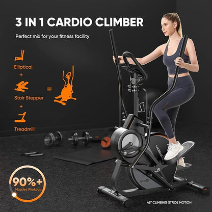 YOSUDA Pro Cardio Climber Stepping Elliptical Machine 3-in-1 Elliptical 16 Resistance