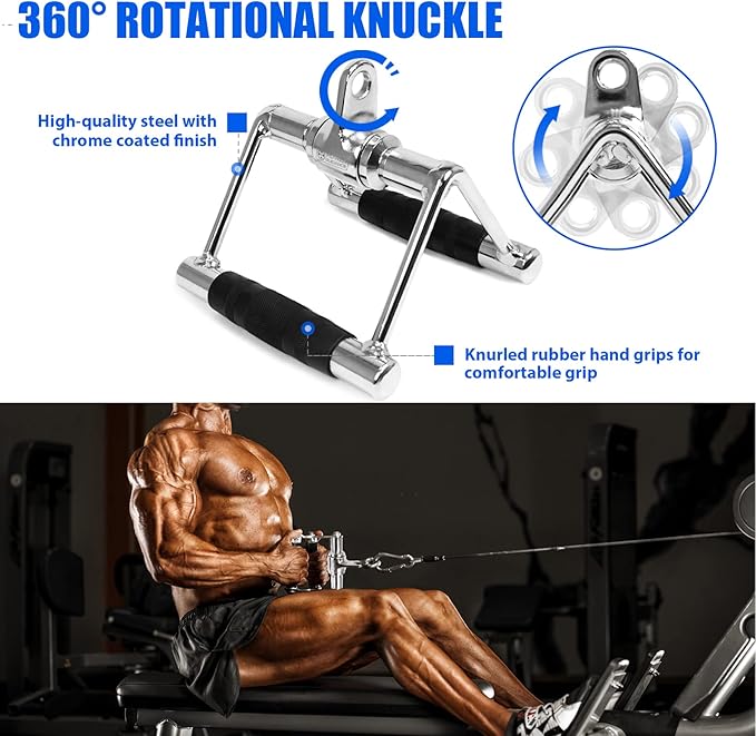 POWER GUIDANCE Triceps Pull Down Attachment, Cable Machine Accessories for Home Gym, LAT Pull Down Attachment Weight Fitness