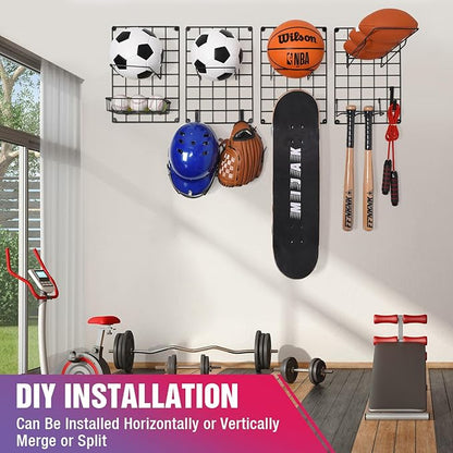 GADFISH Garage Sports Equipment Organizer, Wall Mount Ball Storage Rack for Sports Gear and Toys, DIY Assembly Possible Garage Ball Holder garage organization Accessories