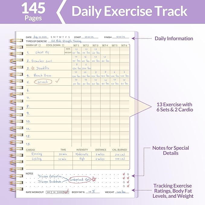 Fitness Journal Workout Planner for Men & Women, A5(6.4" x 8.3") Workout Journal Log Book Planner for Track Gym Essentials, Home Workouts, Track Progress, Achieve Goals, Pink