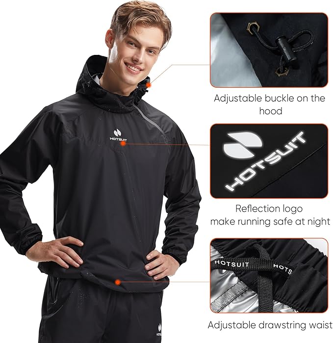 HOTSUIT Sauna Suit for Men Sweat Sauna Jacket Pant Gym Workout Sweat Suits