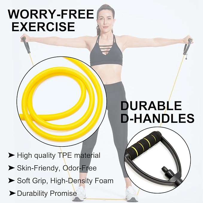 Resistance Bands with Handles, Exercise Resistance Bands, Workout Bands with Door Anchors, Adjustable Length, for Resistance Training, Physical Therapy, Home Workouts