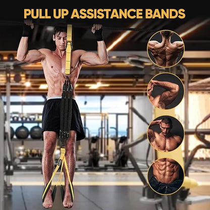 Pull Up Assistance Bands for Strength Training Pull Up Bar Adjustable and Replaceable Pull Up Assist Band with Fabric Feet Mats Pull-up Workout Bands