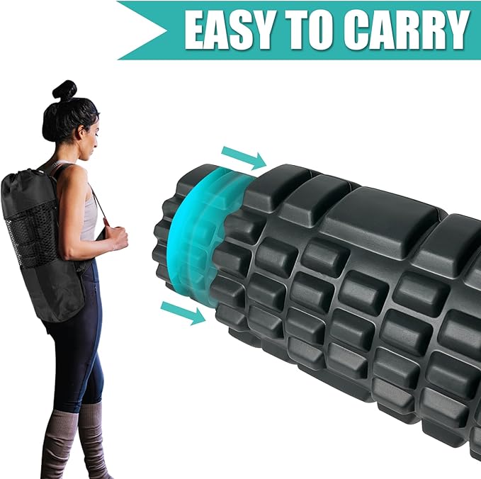 Foam Roller High Density Exercise Roller for Deep Tissue Muscle Massage, Muscle Massage and Myofascial Trigger Point Release, Relieves Muscle Pain & Tightness, Improves Mobility (2 Black)