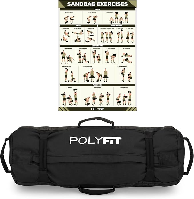 Polyfit Classic Sandbag - Heavy Duty Workout Sandbag for Fitness with 8 Gripping Handles for Sand Bag Weight Training - Multiple Colors & Sizes