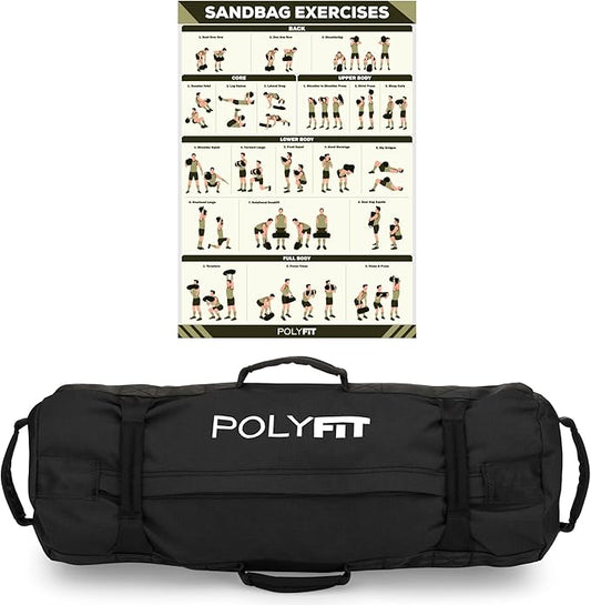 Polyfit Classic Sandbag - Heavy Duty Workout Sandbag for Fitness with 8 Gripping Handles for Sand Bag Weight Training - Multiple Colors & Sizes