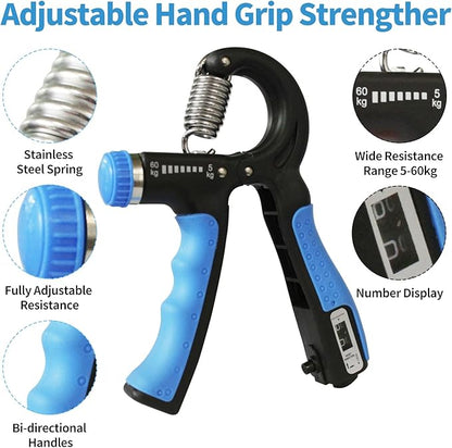 Grip Strength Trainer, Hand Gripper Strengthener with Adjustable Resistance 11-132 Lbs (5-60kg), Forearm Strengthener with Non-Slip Gripper for Muscle Building and Injury Recover Gym/Home