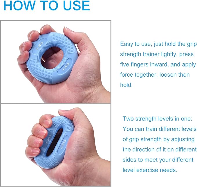 uxcell Hand Grip Strength Trainer, 3" 20-25 KG(44-55 Lbs) Silicone Rings Finger Forearms Exercise Grip Squeezer for Athletes Workout, Rock Climbing, Sky Blue