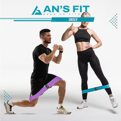 An'S Fit Fabric Resistance Bands for Working Out, 3 Level Non-Slip Booty Bands for Women and Men - Exercise Bands Set for Fitness