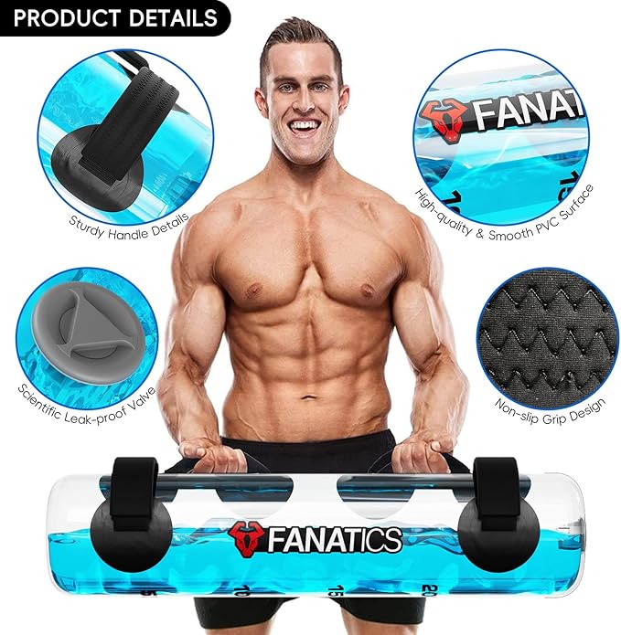 FANATICS Aqua Bags Water Sandbag Adjustable Training Power Bag with Water Weight, Ultimate Core and Balance Trainer, Sandbag Kettlebell Alternative Portable Strength Training Workout Equipment