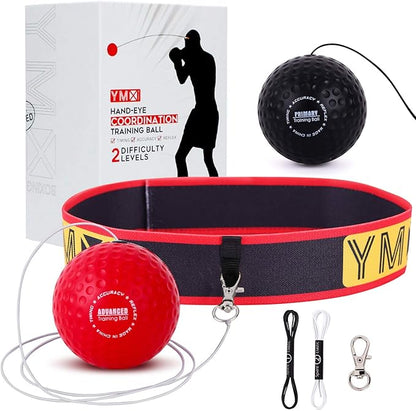 Training Reflex Ball - Adjustable Elastic Head Band, Light Weight Soft Foam Balls - Improve Hand to Eye Coordination, Reaction Speed, Focus, Accuracy - Cardio Sports Exercise Equipment