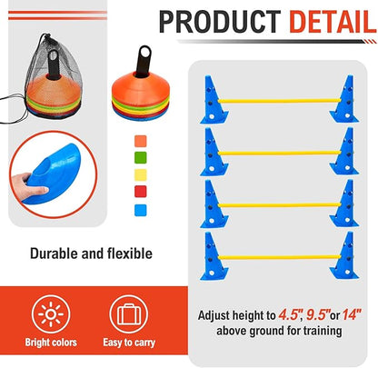 Speed Training Equipment Include 8 Pcs Hurdle Cone 1 Agility 1 Storage 50 Agility 1 Carry 1 Holder