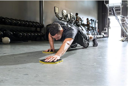 SKLZ Slidez Dual-Sided Exercise Glider Discs for Core Stability Exercises for Hands & Feet, Standard Use,Yellow