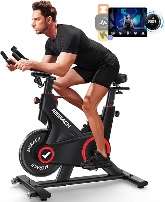 MERACH Indoor Cycling Bike, Exercise Bike for Home with Magnetic/Auto Resistance, Bluetooth Stationary Bike with APP Data Tracking, and Tablet Holder