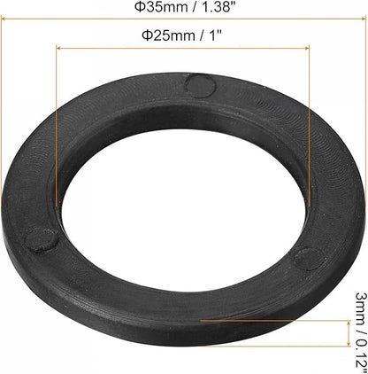 uxcell Dumbbell Washer, 5Pcs 25mm x 35mm x 3mm Flat Rubber Washers for Barbell Dumbbell Black