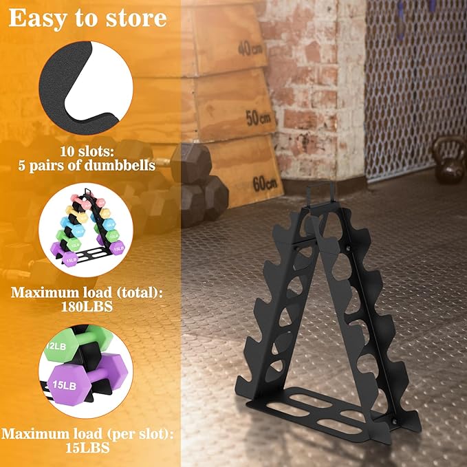 Dumbbell Rack, A-Frame Metal Dumbbell Holder with Handle, Multilevel Weight Storage Organizer for Dumbbells, Tree Shape Compact Weight Rack/Holder, Perfect for Child/Women Home Gym