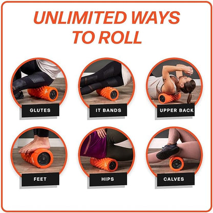 URBNFit Vibrating Foam Roller - Electric Muscle & Back Roller w/ 5 Speeds for Physical Therapy Exercise, Deep Tissue Massage, Post Workout Recovery and Trigger Point Release﻿