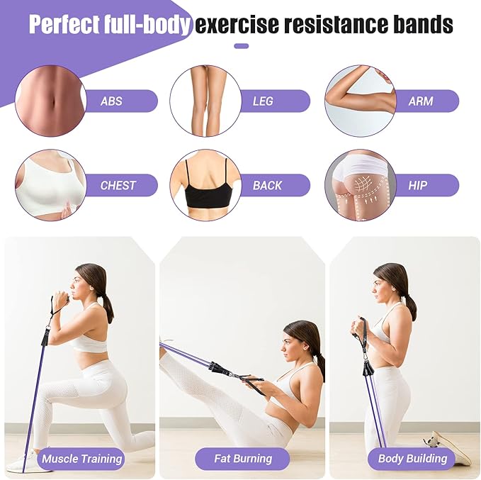 Resistance Bands with Handles for Women, 5 Level Exercise Bands Workout Bands for Physical Therapy, Yoga, Pilates, Door Anchor, Storage Pouch