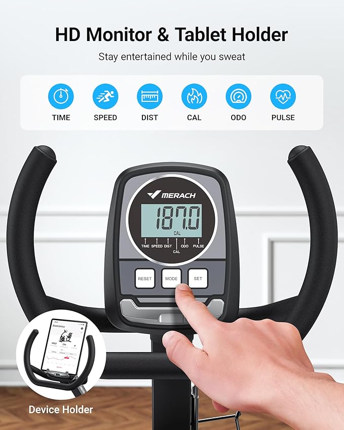 MERACH Recumbent Exercise Bike, High-end Magnetic Stationary Bike with Smart Bluetooth and Exclusive App Connectivity, LCD, Heart Rate Handle, Ideal for Home