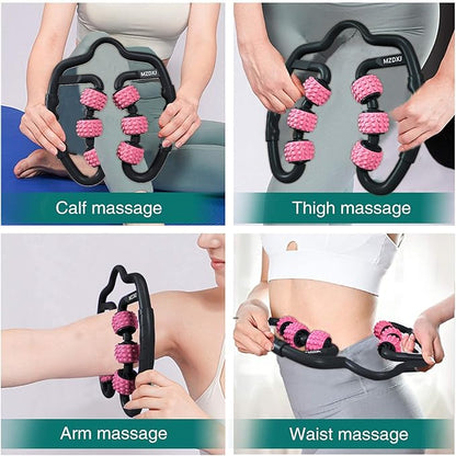 Upgraded Six-Wheel Muscle Roller - Arm & Leg Massager, Forearm & Calf Roller, Tennis Elbow Brace for Men, Carpal Tunnel & Tendonitis Relief, Perfect for Wrist, Hand, Foot, & Thigh