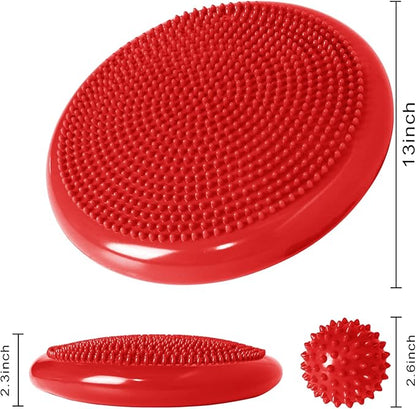 Wobble Cushion, Balance Disc, Wiggle Seat, Balance Pads for Physical Therapy, Stability Disc, Wobble Board for Dogs, Office, Sensory Kids, Classroom With Spiky Massage Ball