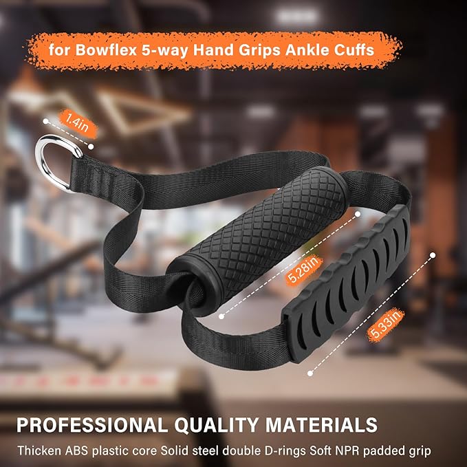 5-Way Hand-Grip/Ankle Cuffs Gym Handles Replacement for Bowflex Gym Fitness Handle,Resistance Bands Handles with Solid ABS Core Grips Fitness Strap Stirrup Handle Cable Attachment Silicon Grip